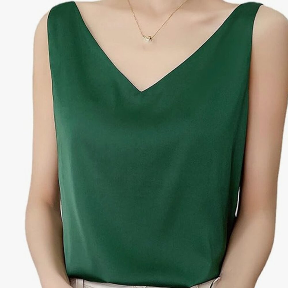 Dark Green Bobialo V-Neck Tank Top Size Small